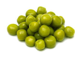 green peas on a white background. macro