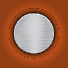 Fototapeta na wymiar Abstract orange background with a metal plate