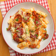 Pasta Meal with Salami and Cheese