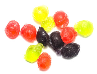 colored candy on a white background. macro