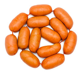 Meat sausages isolated