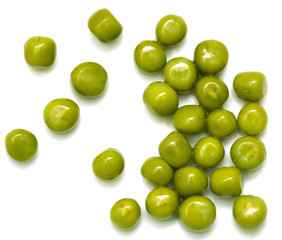 green peas on a white background. macro