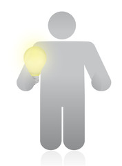icon holding a light bulb. illustration design