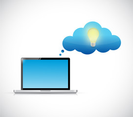 laptop and idea thinking cloud illustration design