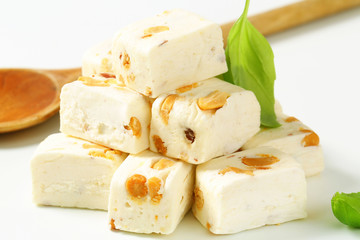 White soft nougat cubes