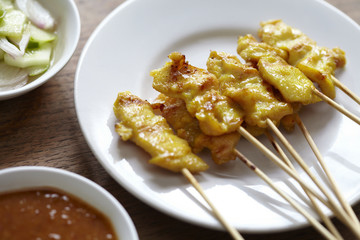 chicken satay and bean dip