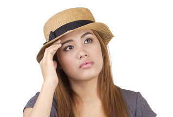 Beautiful woman with hat