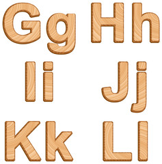 Vector alphabet with texture of wood