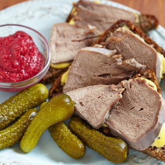Sandwiches with pork tongue