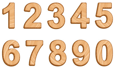 Vector alphabet with texture of wood