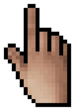 isolated pixelized realistic hand click icon - vector