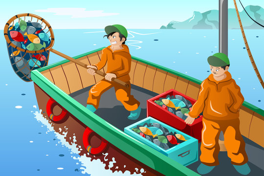Commercial fisherman fishing