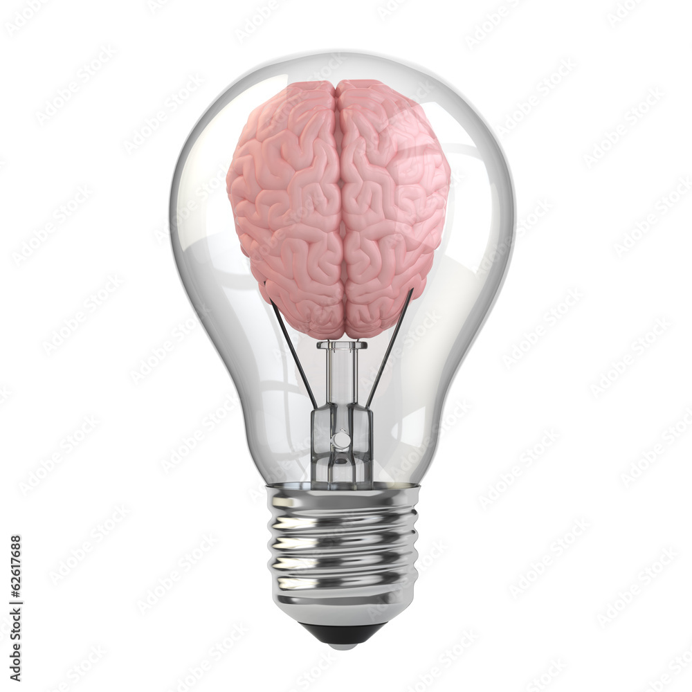 Poster idea. brain in the light bulb.