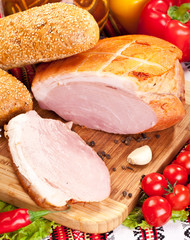 Variety of sausage products.