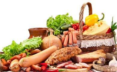 Variety of sausage products.