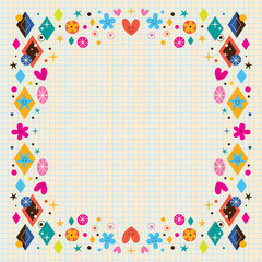 cute hearts, stars, flowers and diamond shapes frame