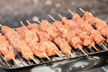 Hot grilling shashlik