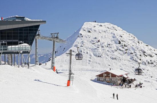 Modern cableway in ski resort Jasna - Low Tatras mountains, Slov