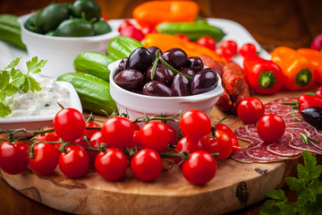 Raw snack with antipasti