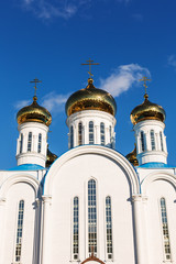 Orthodox church over blue sky over blue sky