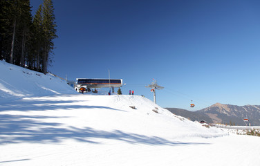 Fototapeta na wymiar Modern cableway in ski resort Jasna - Low Tatras mountains, Slov