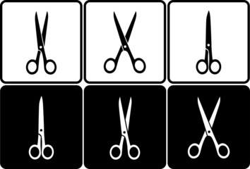 black and white scissors icons