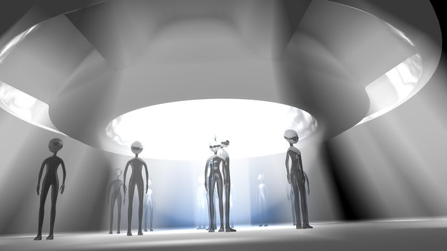 Artist rendering, Alien encounter.	