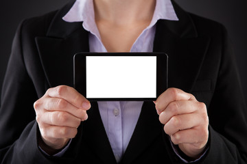 Businessperson Showing Mobile Phone