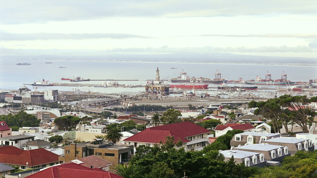 Cape town city overview time-lapse during busy day