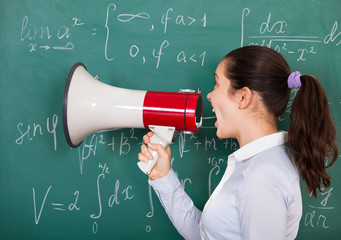 Female Student With Megaphone