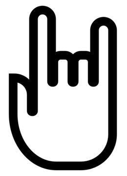 Rock hand outline vector icon