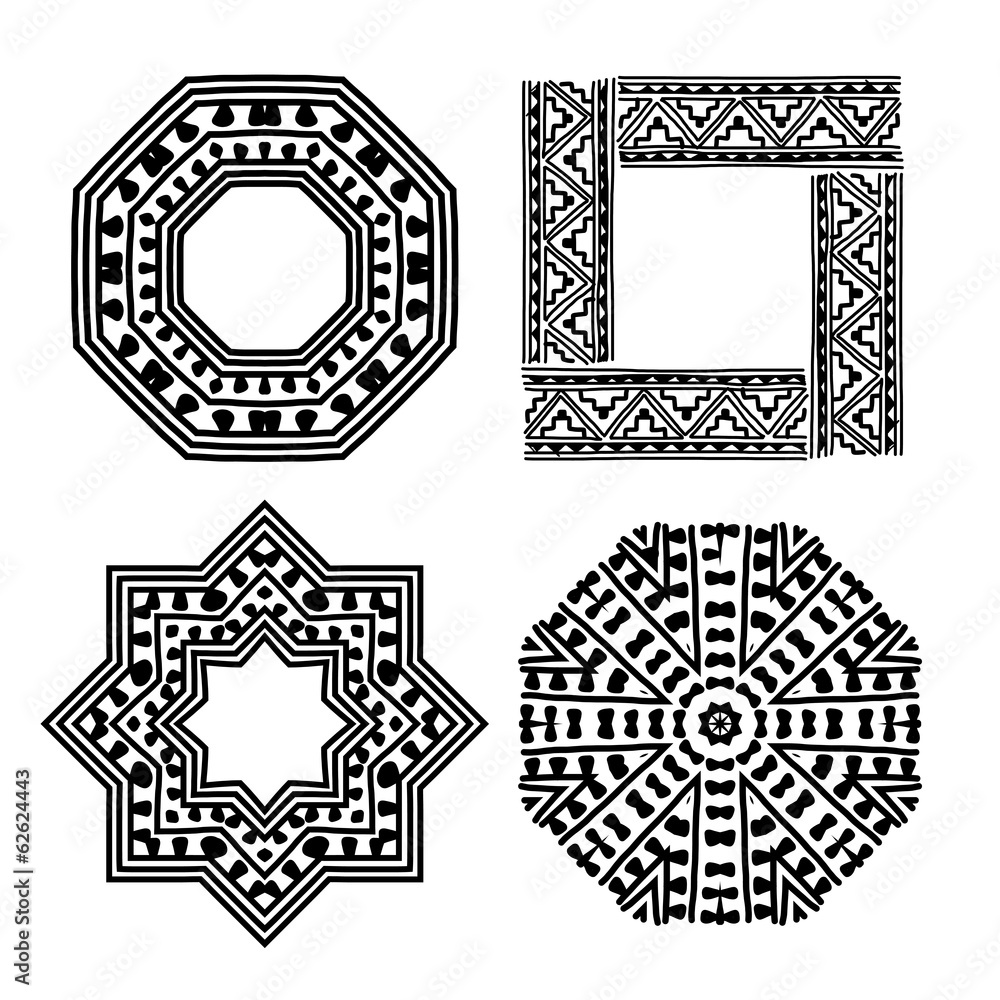 Poster frame set with ethnic handmade ornament for your design