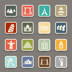 Travel and tourism locations icons