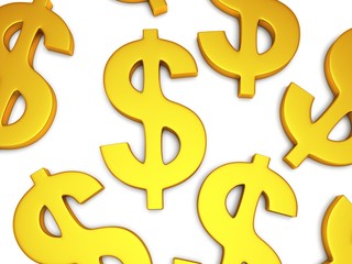 Obraz premium 3D Dollar signs on white