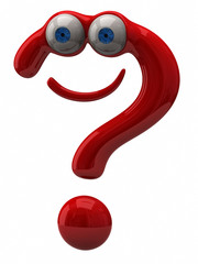 Illustration of happy red question mark