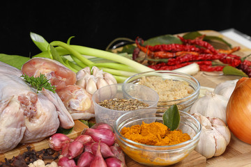 chicken raw and spices