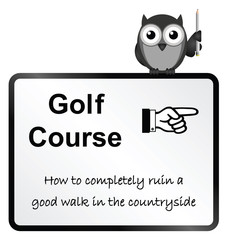 Monochrome comical golf course sign