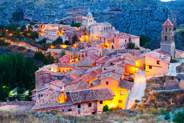  spanish mountains town in evening. Albarracin