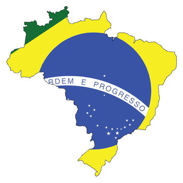 Brazil Map and Flag, Vector Illustration EPS 10.