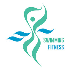 Swimming Fitness - Vector Logo