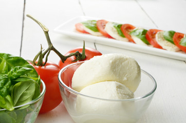 Classic caprese with mozzarella