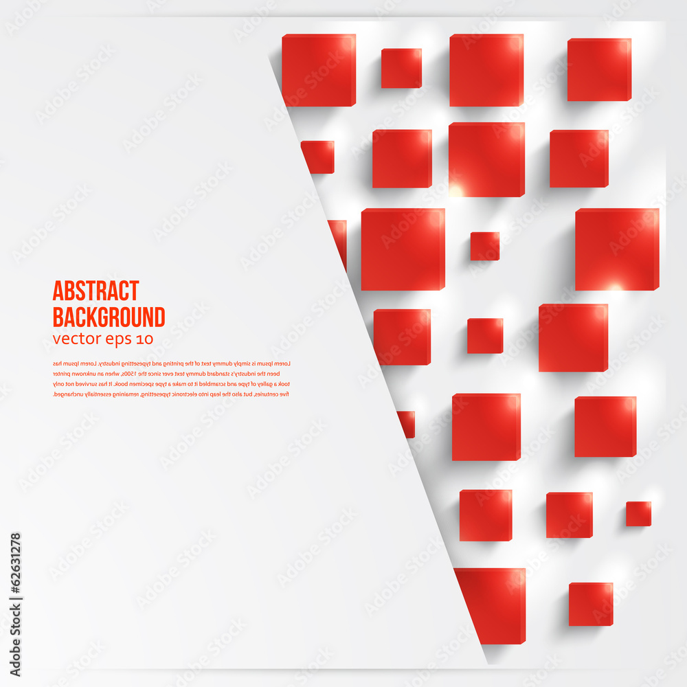 Wall mural vector square. abstract background card and red. 3d
