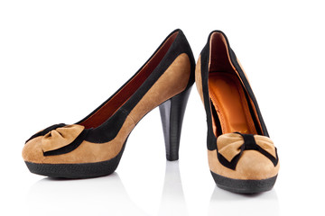 Woman shoes isolated on white. Nice woman shoes