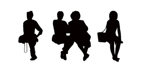 people seated outdoor silhouettes set 9