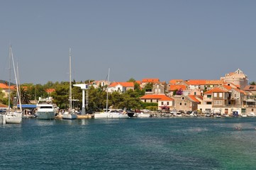 Port of Vrboska on island Hvar in Dalmatia, Croatia