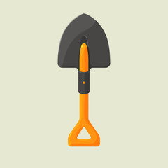 Cartoon shovel to work in the garden with yellow handle