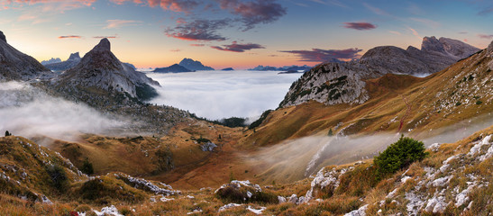 Beautiful summer landscape in the mountains. Sunrise - Italy Dol - obrazy, fototapety, plakaty