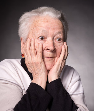 Surprised old woman