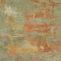 3d abstract grunge green orange wall backdrop