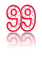 Rote Nummer 99 mit Reflexion